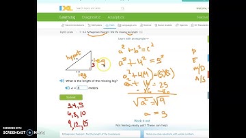 Pythagorean Theorm: Find the missing Leg, IXL R.2