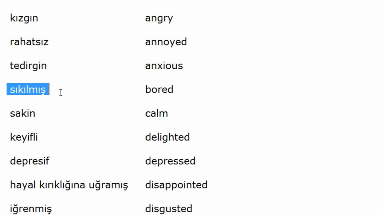 ⁣Feelings vocabulary in Turkish part 1 - Turkish For Beginners