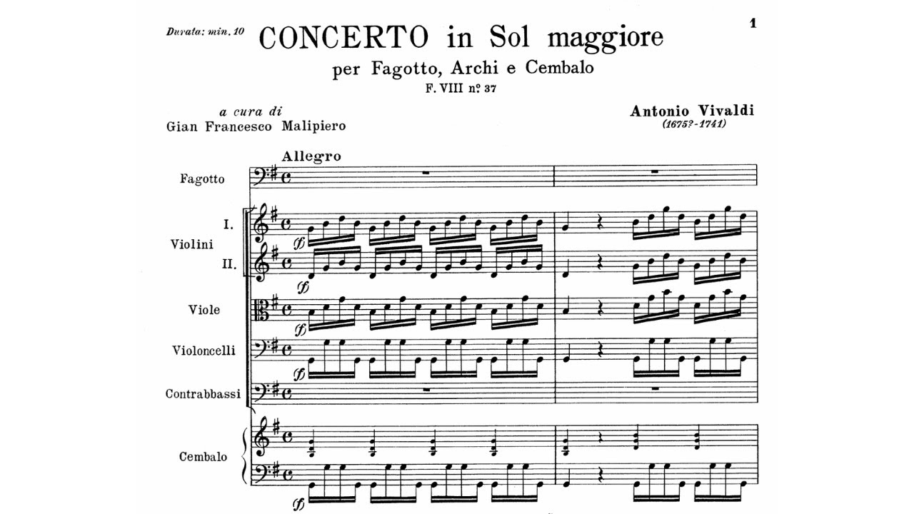 Antonio Vivaldi Bassoon Concerto in G Major, RV 494 YouTube