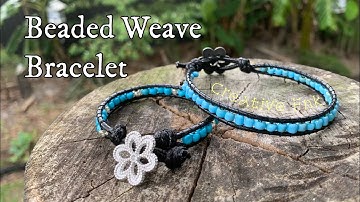 Simple beaded weave bracelet with button clasp