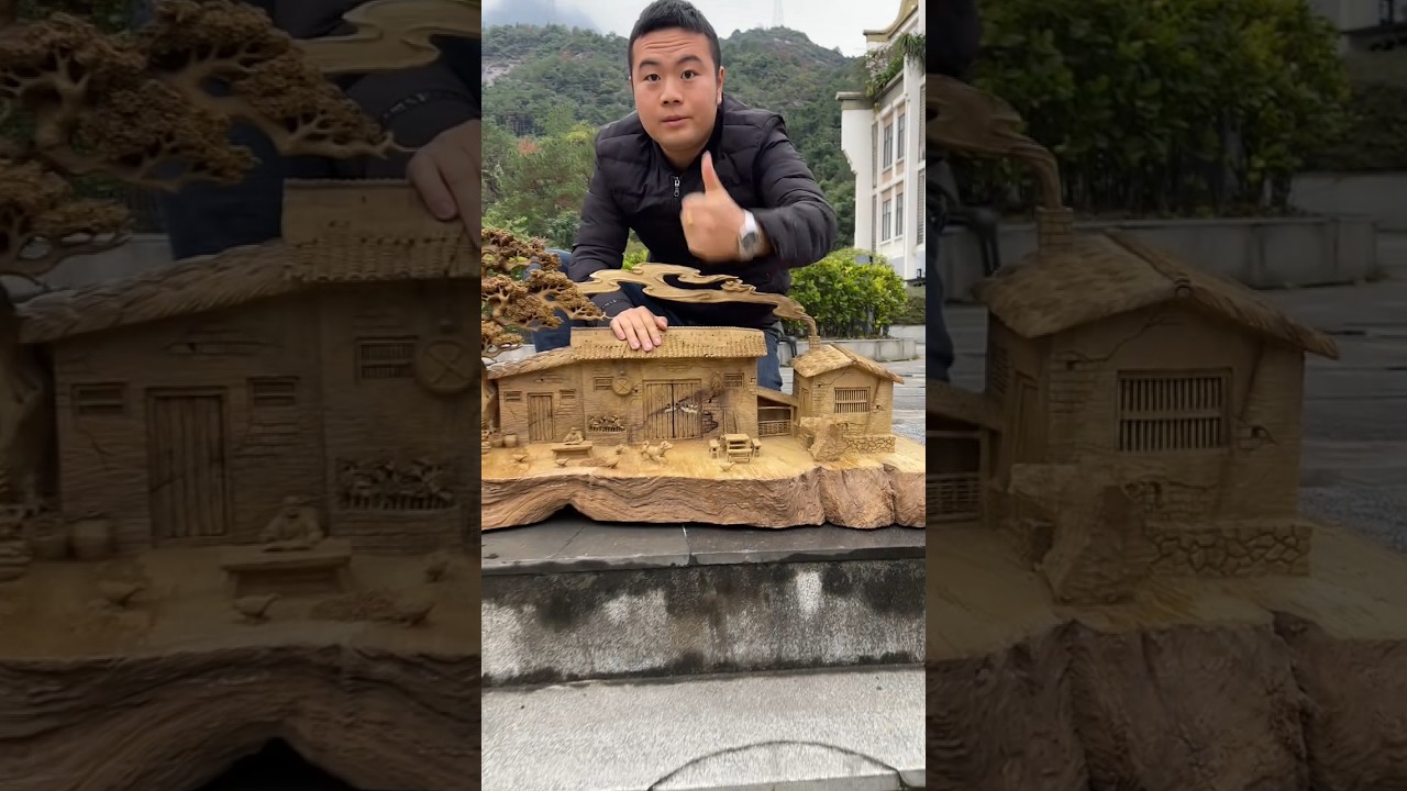 Satisfying Wooden House Crafting!#Handmade #art #skill