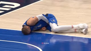 Kristaps Porzingis took a knee from Andre Drummond to the ...