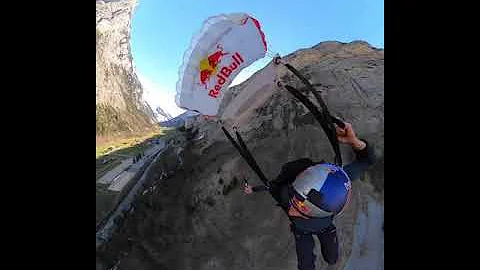 Base jumping in the beautiful mountains of Switzerland