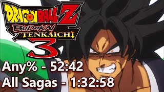 Dragon Ball Z: Budokai Tenkaichi 3 All Sagas Speedrun in 1:32:58 (Wii)