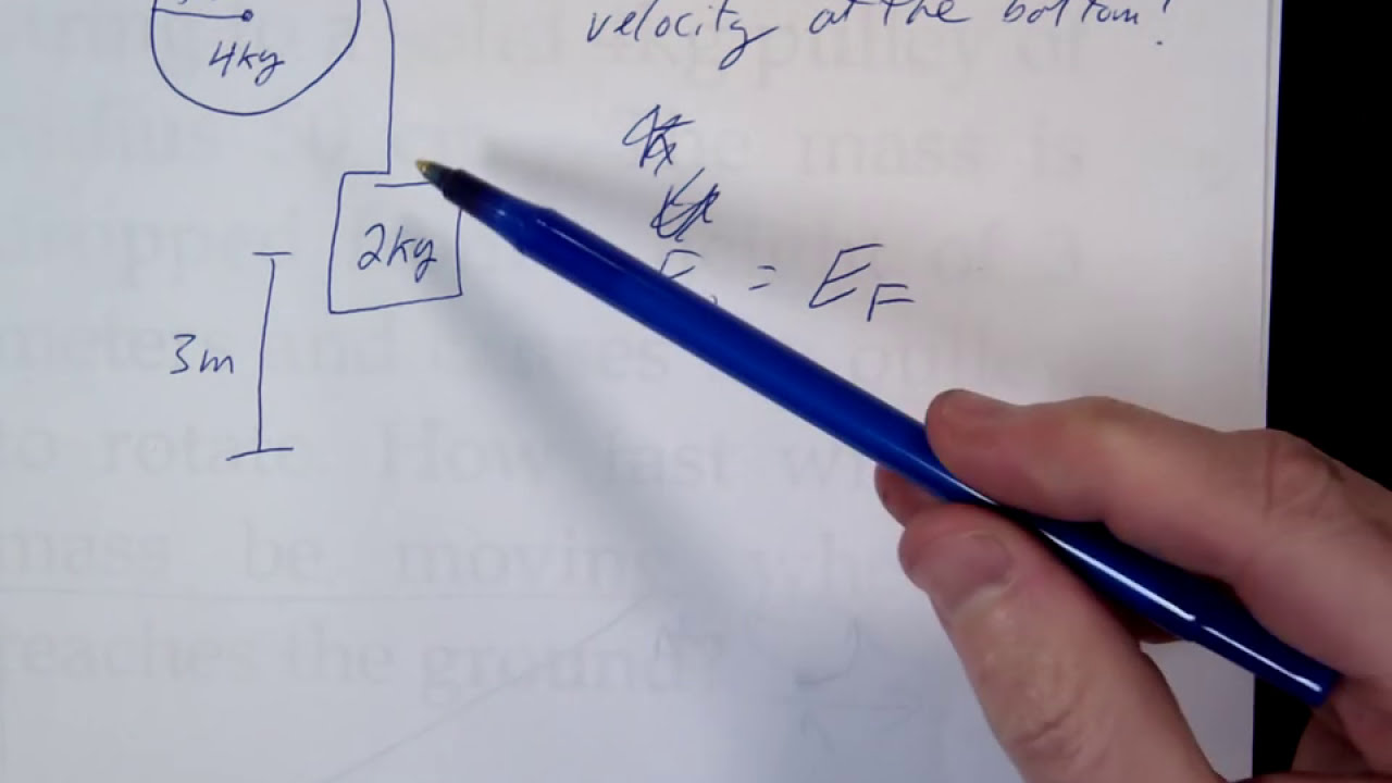 rotational energy pulley example YouTube