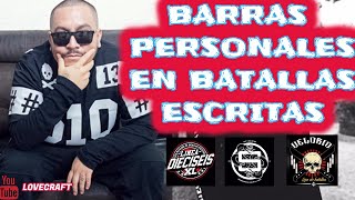 RIMAS PERSONALES EN BATALLAS ESCRITAS - BATTLE RAP - MEXICO