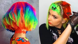 Beautiful Neon Rainbow Hair Transformation Color Hair Transformation!