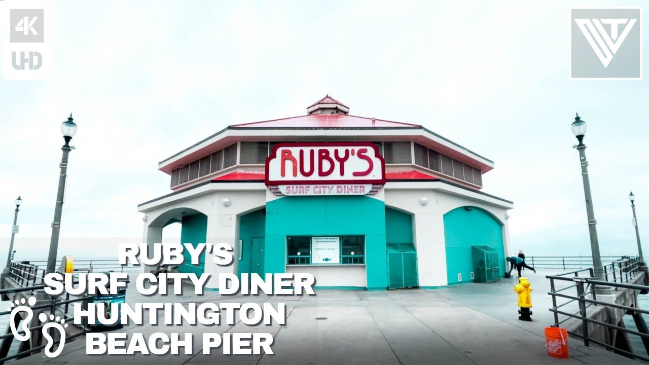 【4K】Ruby's Surf City Diner Huntington Beach Pier California USA Quick ...