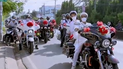 Đám Cưới Rước Dâu Bằng Dàn Siêu Xe Moto Xịn Cực Khủng Rất Đẹp - Cô Dâu Chú Rể Rất Đẹp Đôi