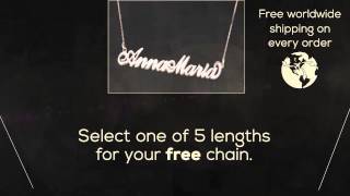 Solid gold two names capital name necklace jewelry personalized gift - PersJewel