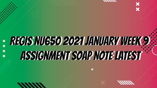 REGIS NU650 2021 January Week 9 Assignment Soap Note Latest screenshot 4
