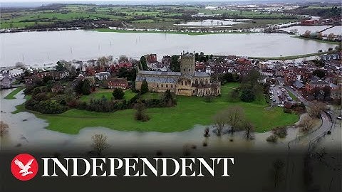Floodwater surrounds Gloucestershire