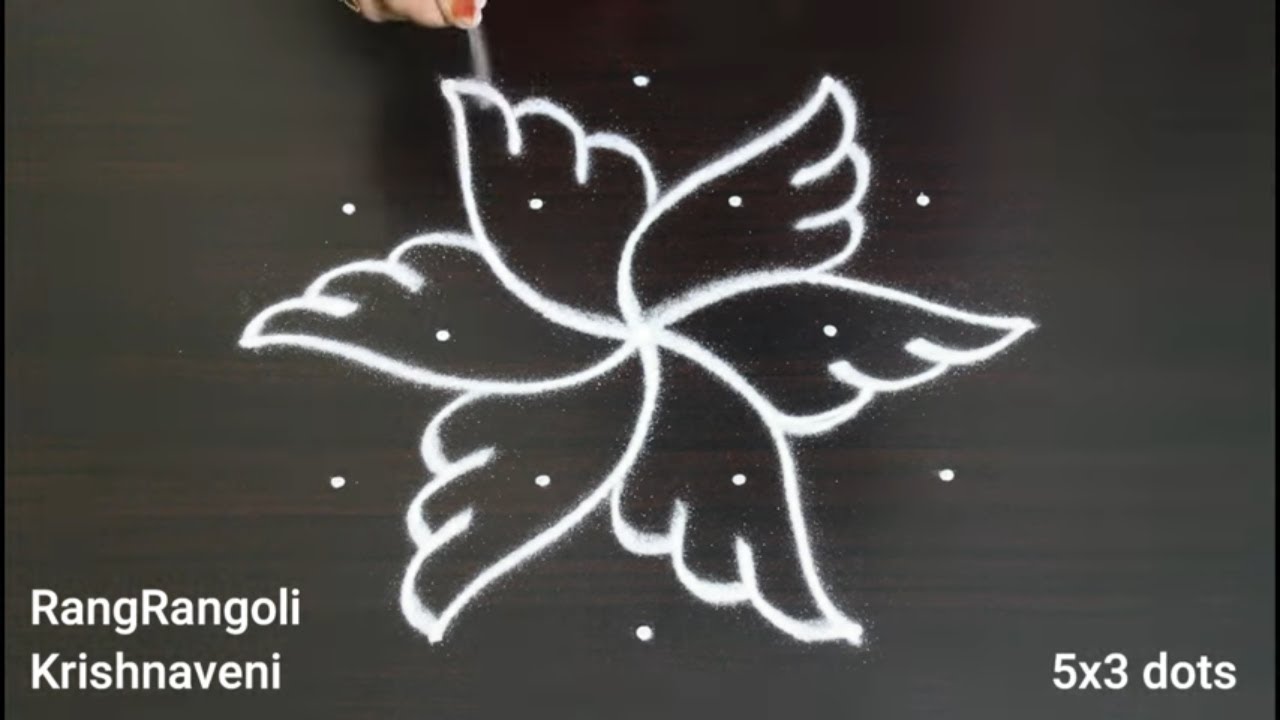 Vinayagar Chaturthi Kolam🌷5x3 dots GaneshChaturthi Rangoli🌷Pandaga Muggulu🌷RangRangoli Krishnaveni