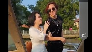 Hai vợ chồng Việt Hương- Hoài Phương đi ca nô đi thăm chị Đại.