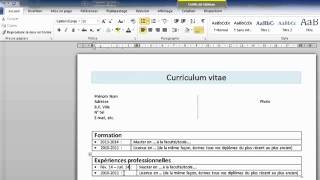 كيفية كتابة cv باللغة الفرنسية على word