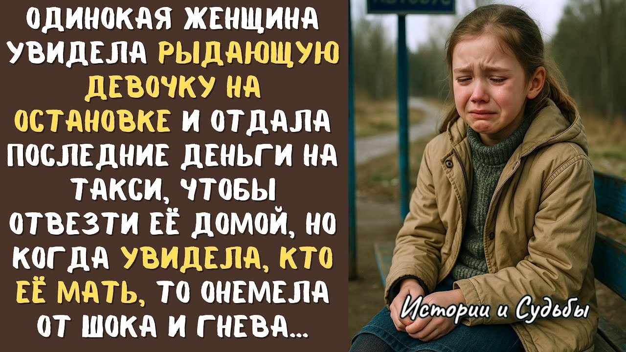 ОДИНОКАЯ женщина  встретила РЫДАЮЩУЮ ДЕВОЧКУ на остановке и отвезла ее домой, а едва увидела её мать
