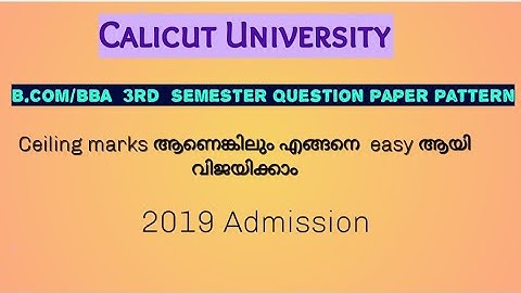 3rd Semester B.Com/BBA Question paper pattern 2019 admission
