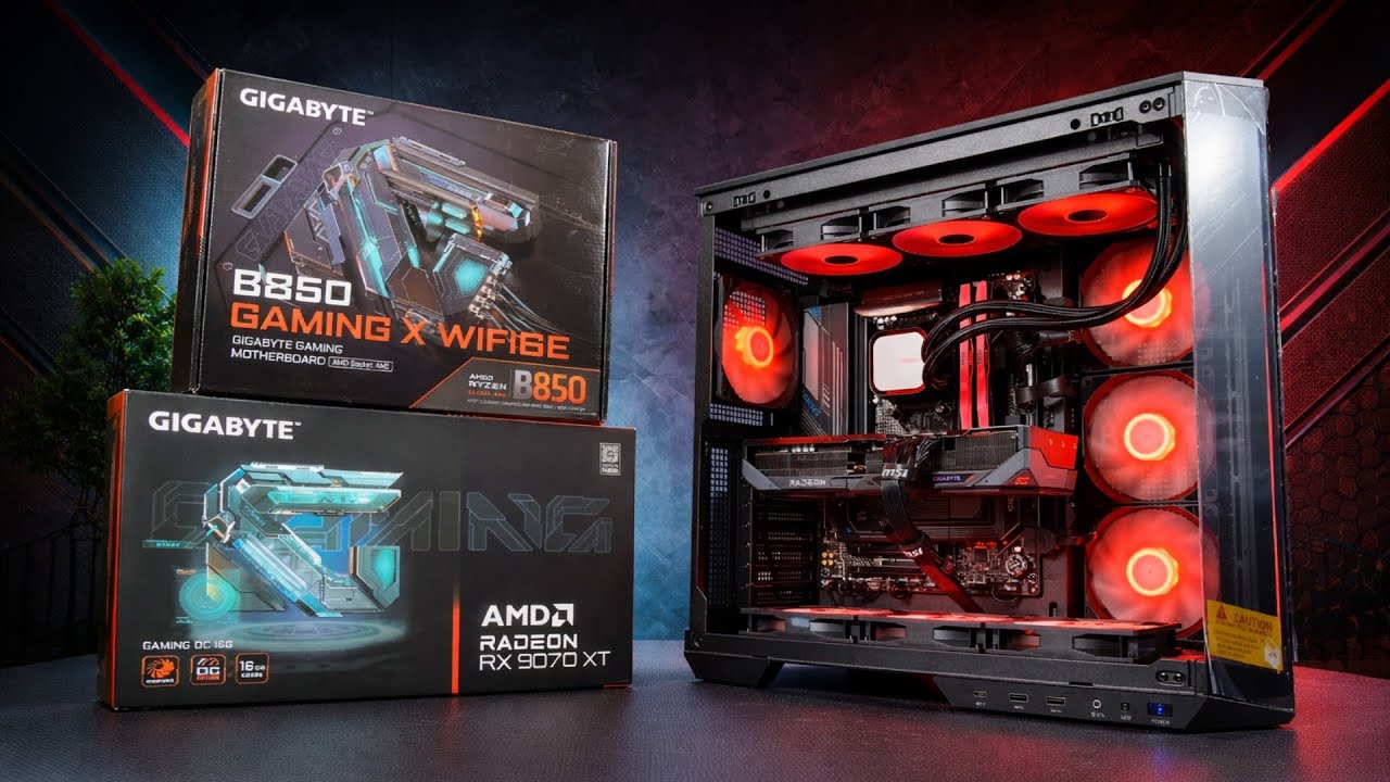 13 minutes of BUILDING a GAMING PC | BLACK/FULL RGB POV PC BUILD | R5 9600X + RX 9070XT GIGABYTE