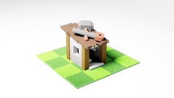 Builder Hut in 3D Clash of Clans Blender Tutorial Working Process