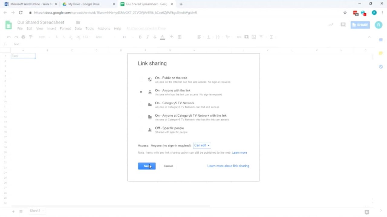 Collaborative Document and Spreadsheet Editing with Google Drive
