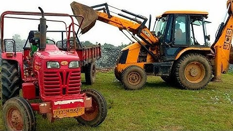 JCB Backhoe Machine Loading Mud In Tractor | Mahindra 575 DI | Powertrac  | Jcb Tractor Cartoon