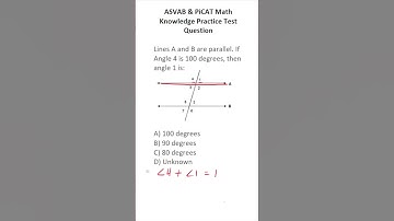 ASVAB/PiCAT Math Knowledge Practice Test Q: Supplementary Angles #acetheasvab  w/ #grammarhero #afqt