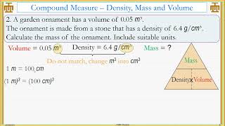 Compound Measure 2   Density Volume Mass Part 2 With Conversion