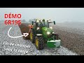 John deere 6r195 en dmonstration au semis 2024   fin du chantier sous la neige 