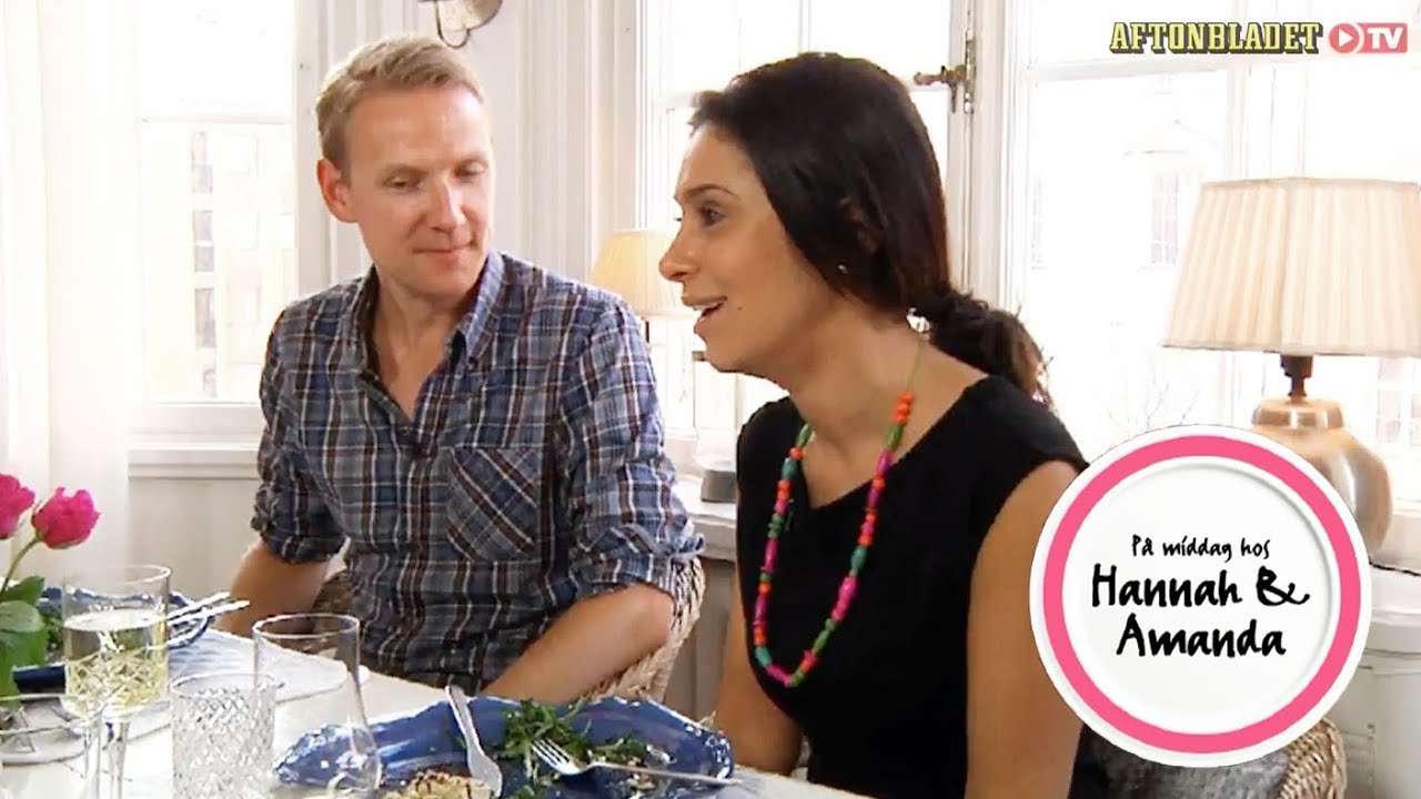 Meral Tasbas och Jesper Börjesson i På middag hos Hannah & Amanda