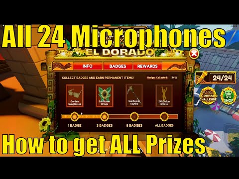 How to find ALL 24 Golden Microphone's Locations in 24kGoldn Concert Event | How to get ALL Prizes