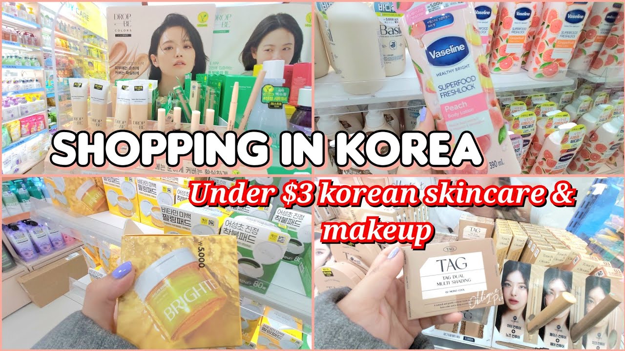 Shopping in korea 🇰🇷 vlog, under $3 korean makeup & skincare 🛍