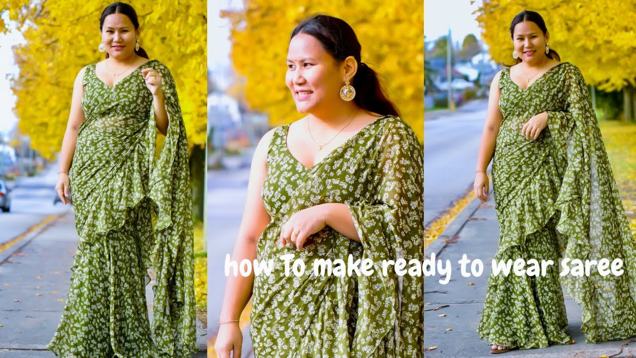 How to make Ready To Wear Saree Cutting and Stitching|Designer Frill Saree for Diwali | Maina Thapa