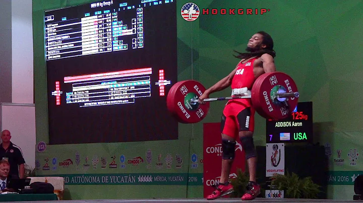 Aaron Addison (69) - 120kg & 125kg Snatches @ 2016...