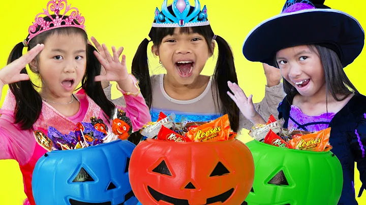 Emma Jannie & Wendy Pretend Play Halloween Trick O...