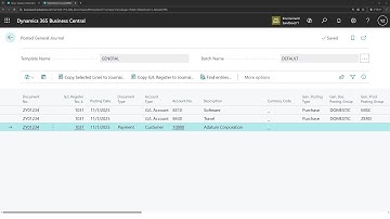 Business Central short video: Copy the journal lines to posted journal lines