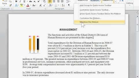 Minimize the Ribbon - Word 2010