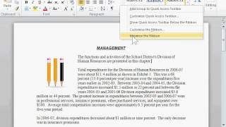 Minimize the Ribbon - Word 2010