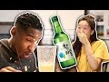 My Fiance Tries Korean Drinks For The First Time! | SLICE n RICE 🍕🍚