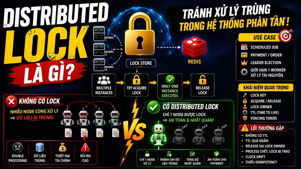 Distributed Lock là gì? Tránh xử lý trùng trong hệ thống phân tán - YouTube