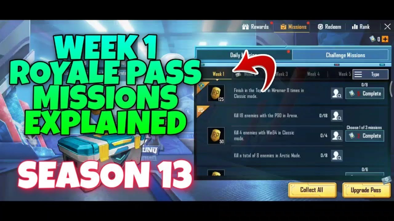 पहले हफ्ते के मिशन कैसे करे || 1st Week mission's || Royal pass season 13th
