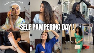 Self Pampering Day 💇‍♀️: self-care, cutting my hair SHORT, pedicure & movie night! Garima Verma