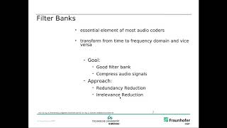 Lecture Audio Coding, part 2, Filter Banks 1