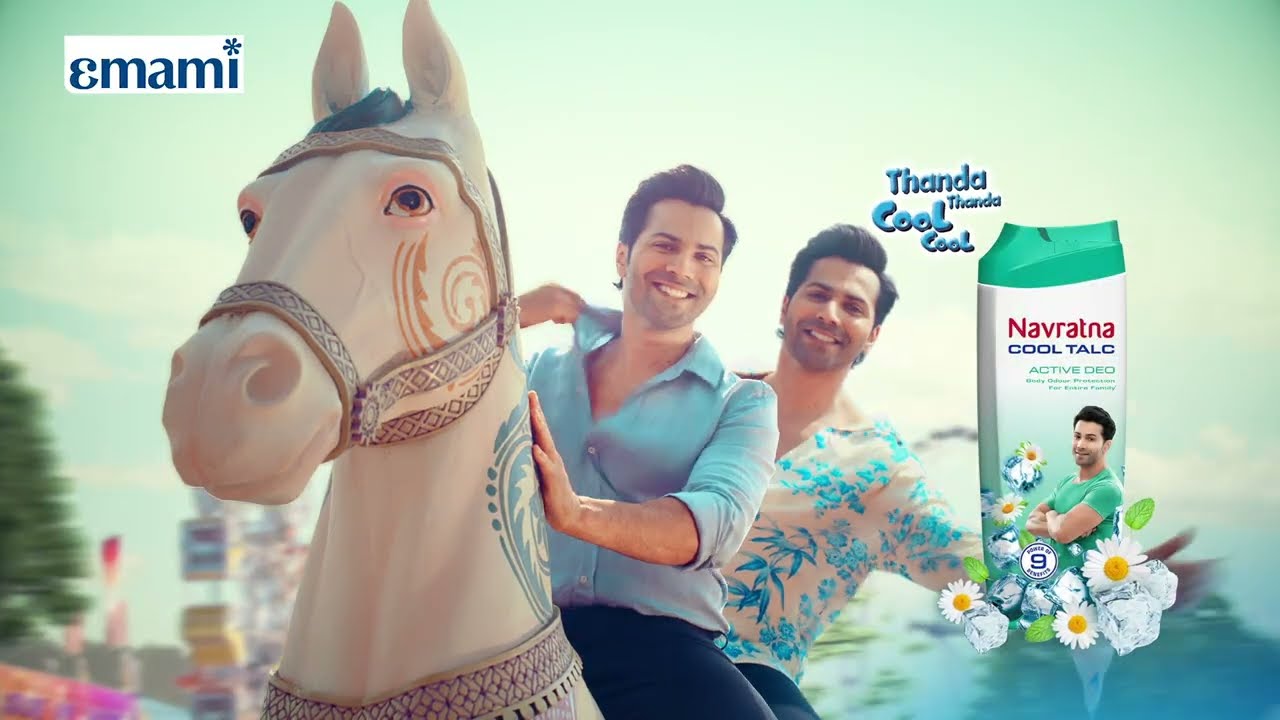 Navratna Cool Talc TVC  Varun Dhawan Double Role  Provides Cooling  Fragrance  Relief from Heat