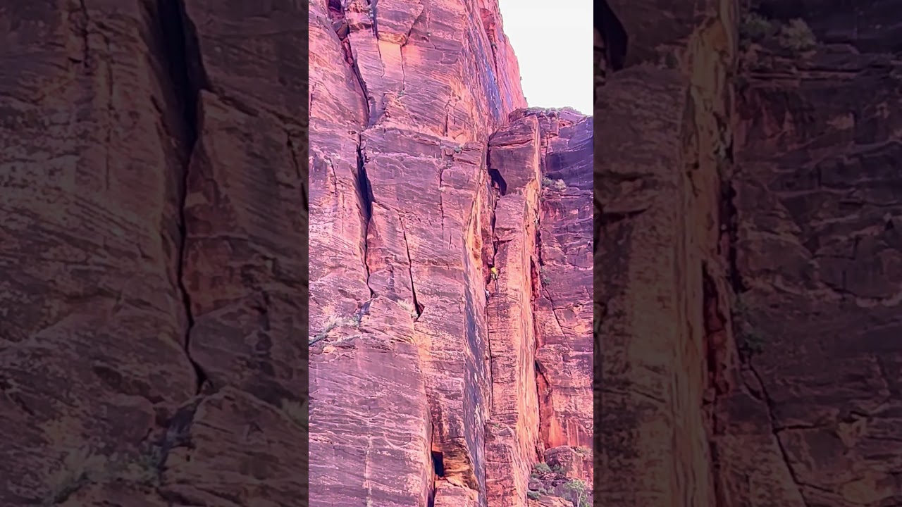 Rock climbing at Zion National Park. 