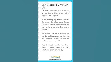 📝 Write an Essay on Most Memorable Day of My Life ⛅| Easy English Essay Writing for Students #shorts