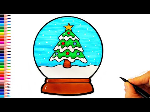 Kar Küresi Nasıl Çizilir? 🎄❄- How To Draw a Snow Globe - Kar Küresi Çizimi - Yılbaşı Çizimleri