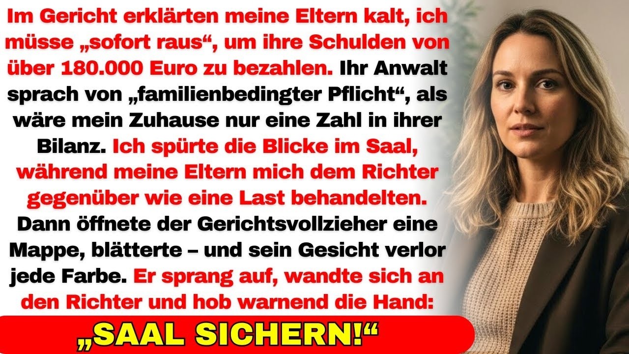 Meine Eltern wollten mich räumen lassen, um Schulden zu tilgen — bis der Richter in Panik geriet