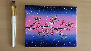 winter painting acrylic beginners scenery season canvas tutorial