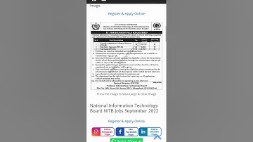 National Information Technology Board NITB Jobs September 2022