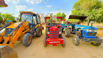 JCB 3dx Eco Running Loading Mahindra Eicher New Swaraj tractor Stuck in Compost Over Loading Trolley